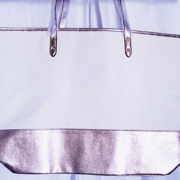 Women's Victoria's Secret Tote Bag Ivory & Gold - Picture 4 of 4